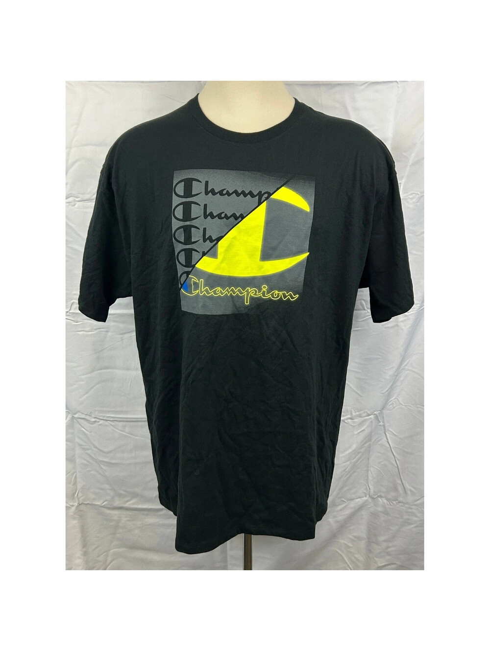 Champion Men's Black Graphic Logo T Shirt Authentic Athleticwear 2XL